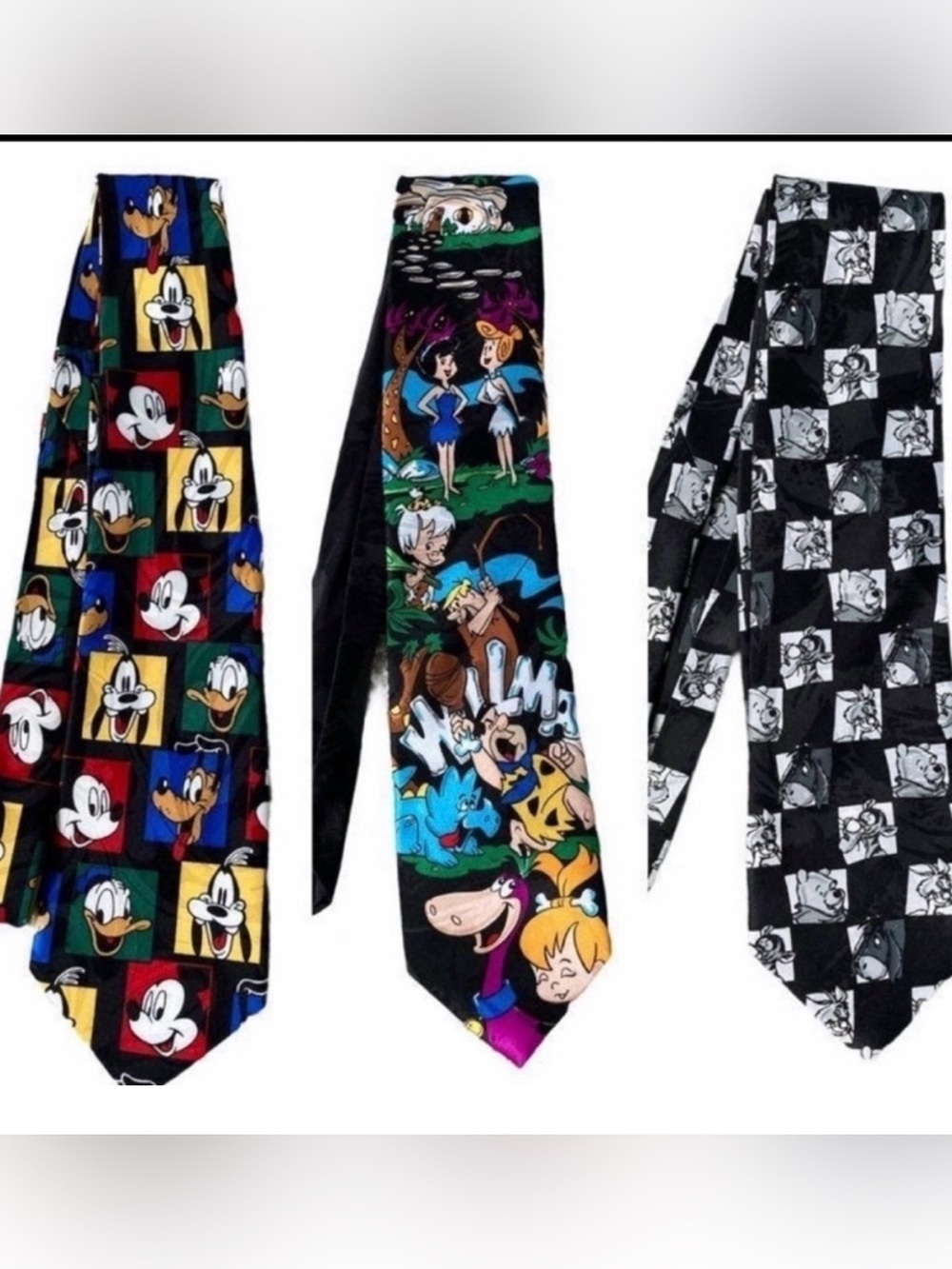 1990s Tie Bundle Disney Mickey, Pooh & Flintstones